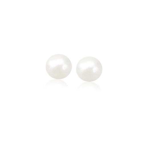 Bids.com 14k Yellow Gold Freshwater Cultured White Pearl Stud Earrings (6.0 mm) Earrings White Smoke Yellow Gold