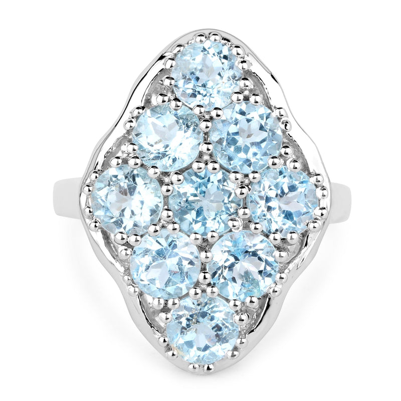 Bids.com 5.40 Carat Genuine Blue Topaz .925 Sterling Silver Ring Rings White Smoke size 8.00,size 6.00,size 7.00,size 5.00,size 9.00