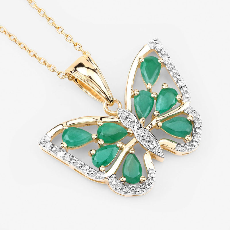 Bids.com 1.91 Carat Genuine Emerald and White Zircon .925 Sterling Silver Pendant Pendants White Smoke