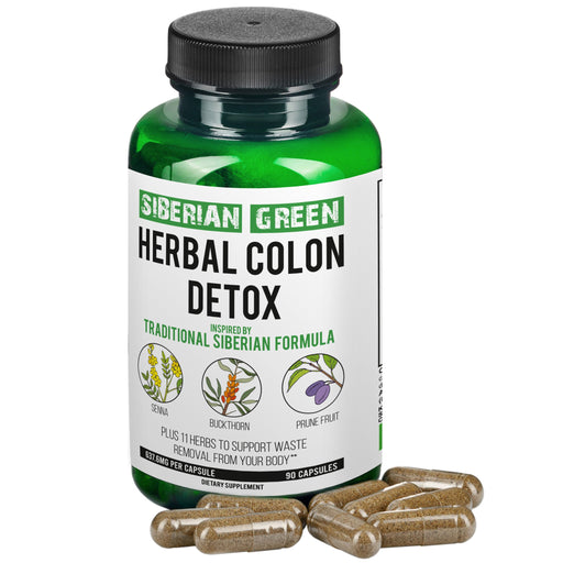 SiberianGreen.com Siberian Green Herbal Colon Detox - 90 Capsules Herbs White Smoke