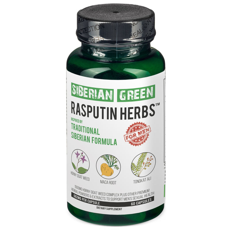 SiberianGreen.com Rasputin Herbs with Horny Goat Weed Maca Root Complex 60 Caps Herbal White Smoke