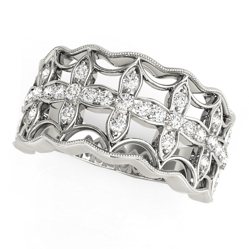 Bids.com Diamond Studded Four Leaf Clover Motif Ring in 14k White Gold (1/4 cttw) Rings White Smoke 3 / White Gold,3.5 / White Gold,4 / White Gold,4.5 / White Gold,5 / White Gold,5.5 / White Gold,6 / White Gold,6.5 / White Gold,7 / White Gold,7.5 / White Gold,8 / White Gold,8.5 / White Gold,9 / White Gold