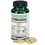 SiberianGreen.com Organic Ashwagandha, Astragalus & Siberian Ginseng Complex – 60 Vegan Capsules Herbs White Smoke