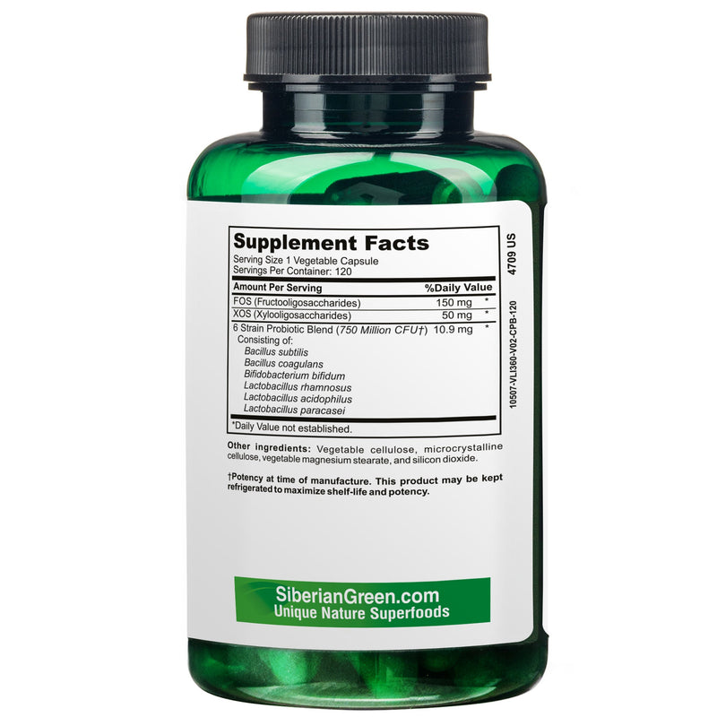SiberianGreen.com 6 Super Probiotics Siberian Green Bifido & Lacto Acidophilus 120 Caps Herbs White Smoke