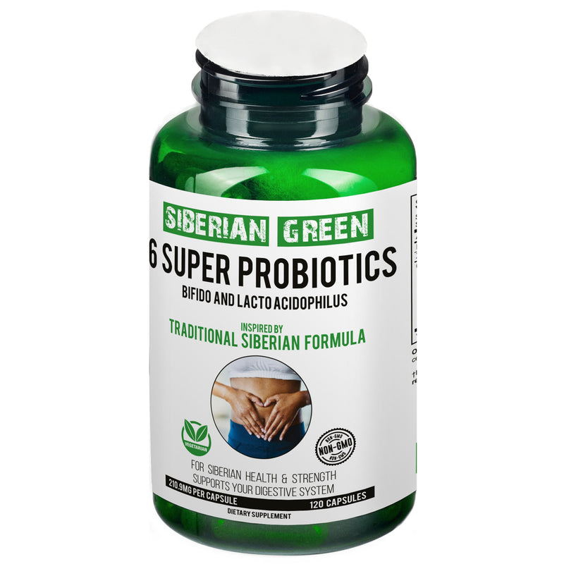 SiberianGreen.com 6 Super Probiotics Siberian Green Bifido & Lacto Acidophilus 120 Caps Herbs Light Gray