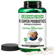 SiberianGreen.com 6 Super Probiotics Siberian Green Bifido & Lacto Acidophilus 120 Caps Herbs White Smoke
