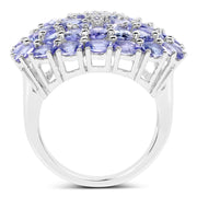 Bids.com 5.93 Carat Genuine Tanzanite .925 Sterling Silver Ring Rings White Smoke size 7.00,size 6.00,size 8.00