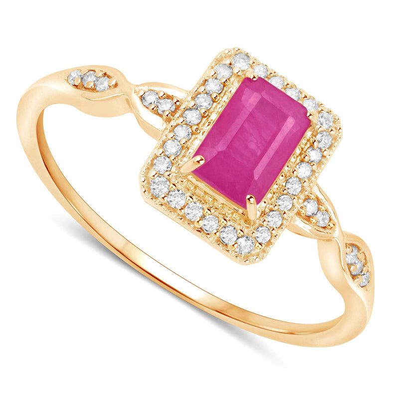 Bids.com 0.75 Carat Genuine Ruby and White Diamond 14K Yellow Gold Ring Rings White Smoke size 5.00,size 6.00,size 7.00,size 8.00,size 9.00