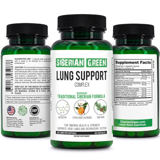SiberianGreen.com Herbal Lung Support – Quercetin, Pine Bark, Citrus Bioflavonoids | 60 Capsules by Siberian Green Herbs White Smoke