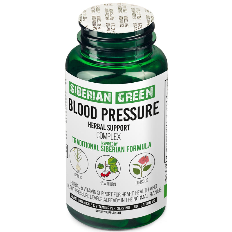 SiberianGreen.com Herbal Cardio Pressure Support Siberian Green 60 Caps - Hawthorn Hibiscus Garlic Herbs White Smoke