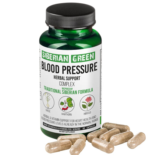 SiberianGreen.com Herbal Cardio Pressure Support Siberian Green 60 Caps - Hawthorn Hibiscus Garlic Herbs White Smoke