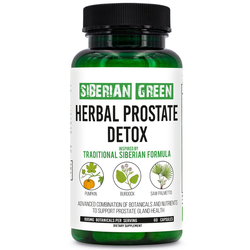 SiberianGreen.com Herbal Prostate Detox Siberian Green 60 Caps – Saw Palmetto Burdock Pumpkin Herbs White Smoke