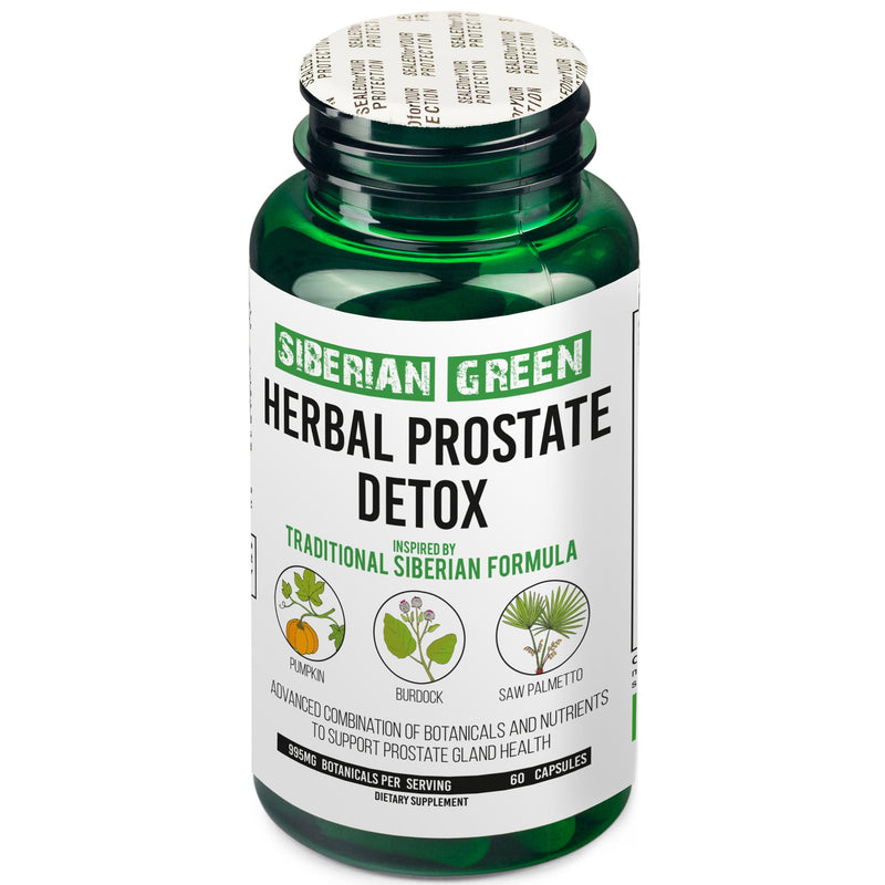 SiberianGreen.com Herbal Prostate Detox Siberian Green 60 Caps – Saw Palmetto Burdock Pumpkin Herbs White Smoke