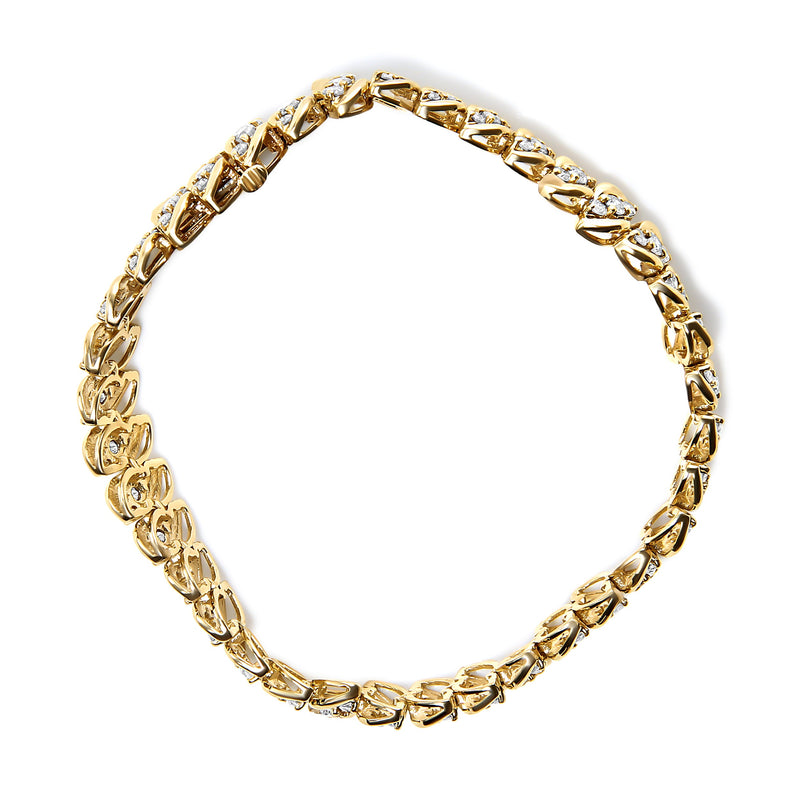 Bids.com 10K Yellow Gold 5.0 Cttw Diamond Double Row S-Link Cuban Bracelet (J-K Color, I2-I3 Clarity) - 7.25" Inches Bracelets White Smoke Yellow.Gold / 7.25