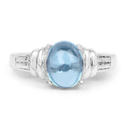 Bids.com 2.10 Carat Genuine Swiss Blue Topaz .925 Sterling Silver Ring Rings White Smoke size 7.00,size 9.00,size 6.00,size 8.00,size 5.00