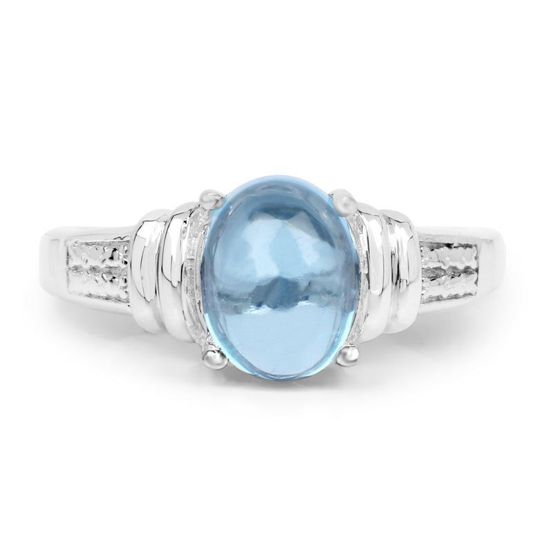 Bids.com 2.10 Carat Genuine Swiss Blue Topaz .925 Sterling Silver Ring Rings White Smoke size 7.00,size 9.00,size 6.00,size 8.00,size 5.00