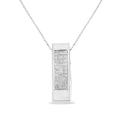 Bids.com 14K Yellow Gold 1/2 Cttw Invisible Set Princess Cut Diamond Vertical Bar Block Pendant 18" Necklace (H-I Color, SI2-I1 Clarity) Necklaces White Smoke Yellow.Gold / 18,White.Gold / 18