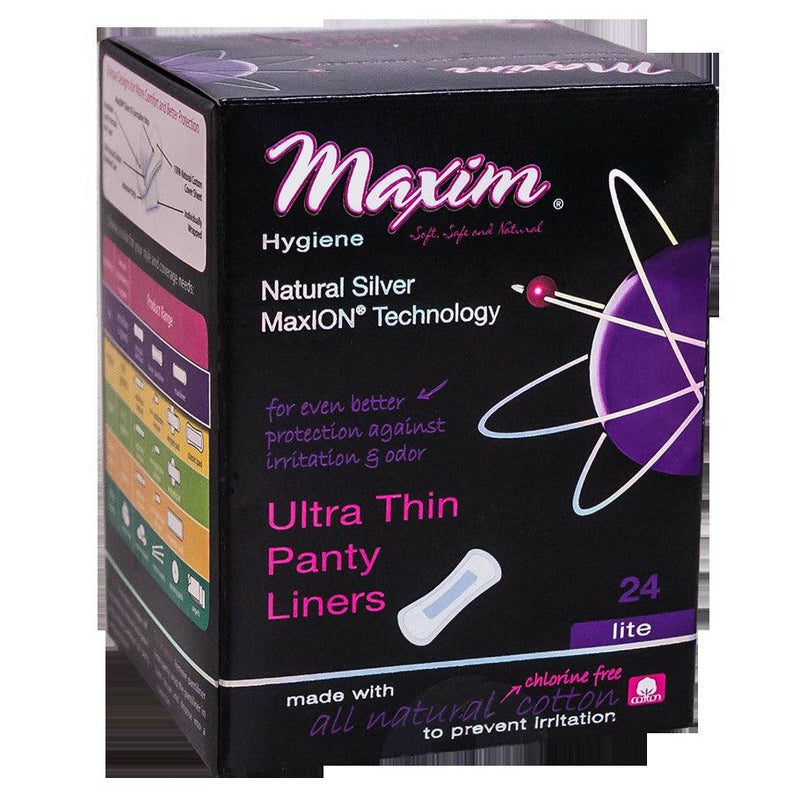 Maxim Maxim MaxION Ultra Thin Panty Liners, Light, 24 Ct, Hygiene Products Bath & Body Black