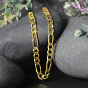 Bids.com 10K Yellow Gold Solid Figaro Chain (5.30 mm) Necklaces Black 18 / Yellow Gold,20 / Yellow Gold,22 / Yellow Gold,24 / Yellow Gold,30 / Yellow Gold