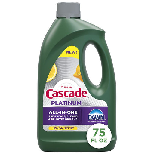 Cascade Cascade® Platinum with Dawn® Lemon Liquid Dishwasher Detergent, 75 oz Household Cleaning Products White Smoke