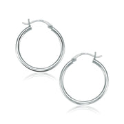 Bids.com 14k White Gold Polished Hoop Earrings (25 mm) Earrings White Smoke White Gold