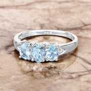 Bids.com 0.95 Carat Genuine Aquamarine and White Diamond .925 Sterling Silver Ring Rings Tan size 5.00,size 6.00,size 7.00,size 8.00,size 9.00