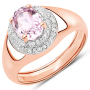Bids.com 2.17 Carat Genuine Kunzite and White Zircon .925 Sterling Silver Ring Rings White Smoke size 7.00,size 6.00,size 8.00,size 9.00