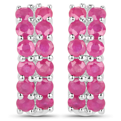 Bids.com 3.12 Carat Genuine Ruby .925 Sterling Silver Earrings Earrings White Smoke