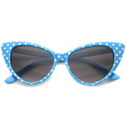 zeroUV Retro 1950's Polka Dot Cat Eye Fashion Sunglasses 8498 Sunglasses White Smoke Light Blue Lavender