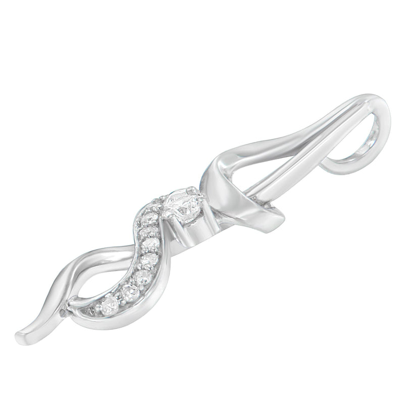 Bids.com Espira 10K White Gold 1/5 cttw Round Cut Diamond Swirl Pendant Necklace (J-K, I1-I2) Necklaces White Smoke White.Gold / 18