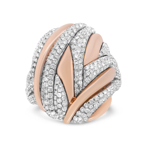 Bids.com 18K Rose and White Gold 1 7/8 Cttw Diamond and Gold Textured Dome Cocktail Ring (F-G Color, VS1-VS2 Clarity) - Size 6.5 Rings White Smoke 6.5 / WhiteRose.Gold