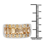 Bids.com 3.08 Carat Genuine Citrine .925 Sterling Silver Ring Rings White Smoke size 5.00,size 9.00,size 6.00,size 7.00,size 8.00