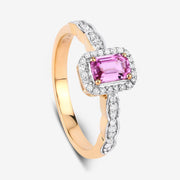 Bids.com 0.80 Carat Genuine Pink Sapphire and White Diamond 14K Yellow Gold Ring Rings White Smoke size 6.00,size 7.00,size 8.00,size 9.00