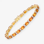 Bids.com 12.33 Carat Genuine Orange Sapphire and White Diamond 14K Yellow Gold Bracelet Bracelets White Smoke size 7.00