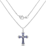 Bids.com 1.84 Carat Genuine Tanzanite and White Zircon .925 Sterling Silver Pendant Pendants White Smoke
