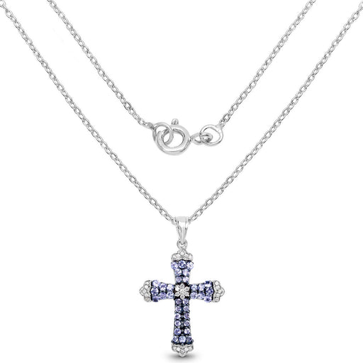 Bids.com 1.84 Carat Genuine Tanzanite and White Zircon .925 Sterling Silver Pendant Pendants White Smoke