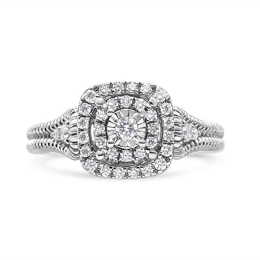 Bids.com .925 Sterling Silver 1/3 Cttw Miracle Set Round-Cut Diamond Cocktail Ring (H-I Color, I1-I2 Clarity) - Size 7 Rings White Smoke 7 / White.Sterling Silver,9 / White.Sterling Silver,8 / White.Sterling Silver,6 / White.Sterling Silver
