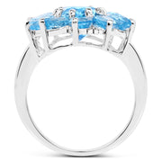 Bids.com 6.35 Carat Genuine Swiss Blue Topaz .925 Sterling Silver Ring Rings White Smoke size 6.00,size 7.00,size 8.00,size 9.00,size 5.00,size 10.00