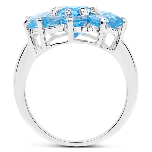Bids.com 6.35 Carat Genuine Swiss Blue Topaz .925 Sterling Silver Ring Rings White Smoke size 6.00,size 7.00,size 8.00,size 9.00,size 5.00,size 10.00