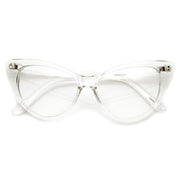 zeroUV 1950's Vintage Mod Fashion Cat Eye Clear Lens Glasses 8435 Glasses White Smoke Black,Tortoise,White,Red,Brown,Yellow Tortoise,Havana,Brown Fade,Black-Clear