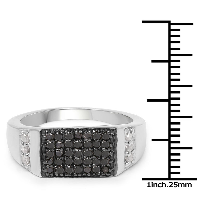 Bids.com 0.55 Carat Genuine Black Diamond and White Diamond .925 Sterling Silver Ring Rings White Smoke size 9.00,size 6.00,size 7.00,size 8.00