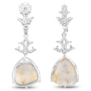 Bids.com 15.97 Carat Genuine Golden Rutile And White Topaz .925 Sterling Silver Earrings Earrings White Smoke