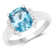 Bids.com 3.55 Carat Genuine London Blue Topaz & White Topaz .925 Sterling Silver Ring Rings White Smoke size 6.00,size 7.00,size 8.00,size 9.00,size 5.00,size 10.00