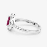 Bids.com 0.92 Carat Genuine Ruby and White Diamond 14K White Gold Ring Rings White Smoke size 6.00,size 7.00,size 8.00,size 9.00