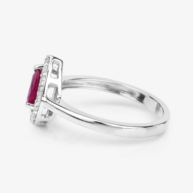 Bids.com 0.92 Carat Genuine Ruby and White Diamond 14K White Gold Ring Rings White Smoke size 6.00,size 7.00,size 8.00,size 9.00