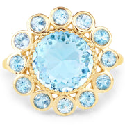 Bids.com 14K Yellow Gold Plated 6.59 Carat Genuine Blue Topaz .925 Sterling Silver Ring Rings White Smoke size 7.00,size 6.00,size 8.00,size 9.00