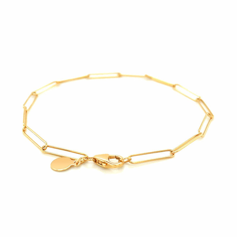 Bids.com 14k Yellow Gold Wire Paperclip Bracelet (2.7mm) Bracelets White Smoke 7 / Yellow Gold