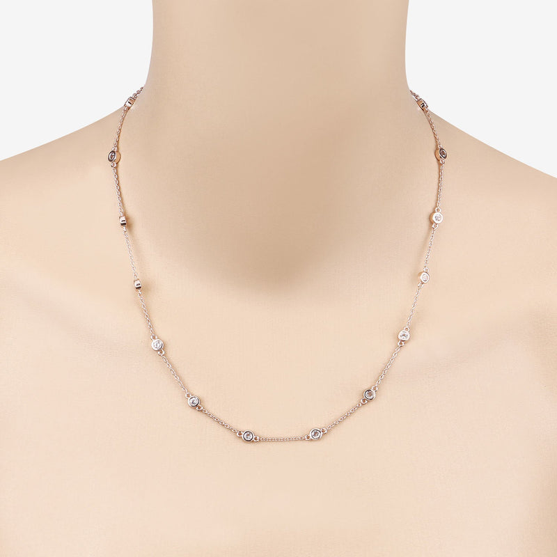 Bids.com 1.62 Carat Genuine Morganite .925 Sterling Silver Necklace Necklaces Bisque size 18.00