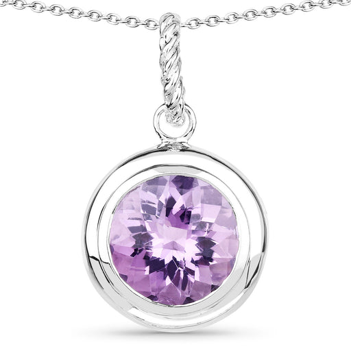 Bids.com 8.00 Carat Genuine Amethyst .925 Sterling Silver Pendant Pendants White Smoke