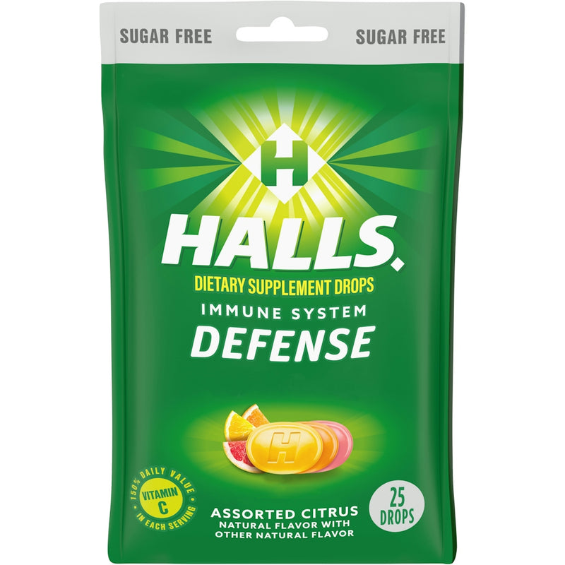 Halls Halls Defense Sugar Free Assorted Citrus Vitamin C Dietary Supplement Drops Health & Beauty Forest Green